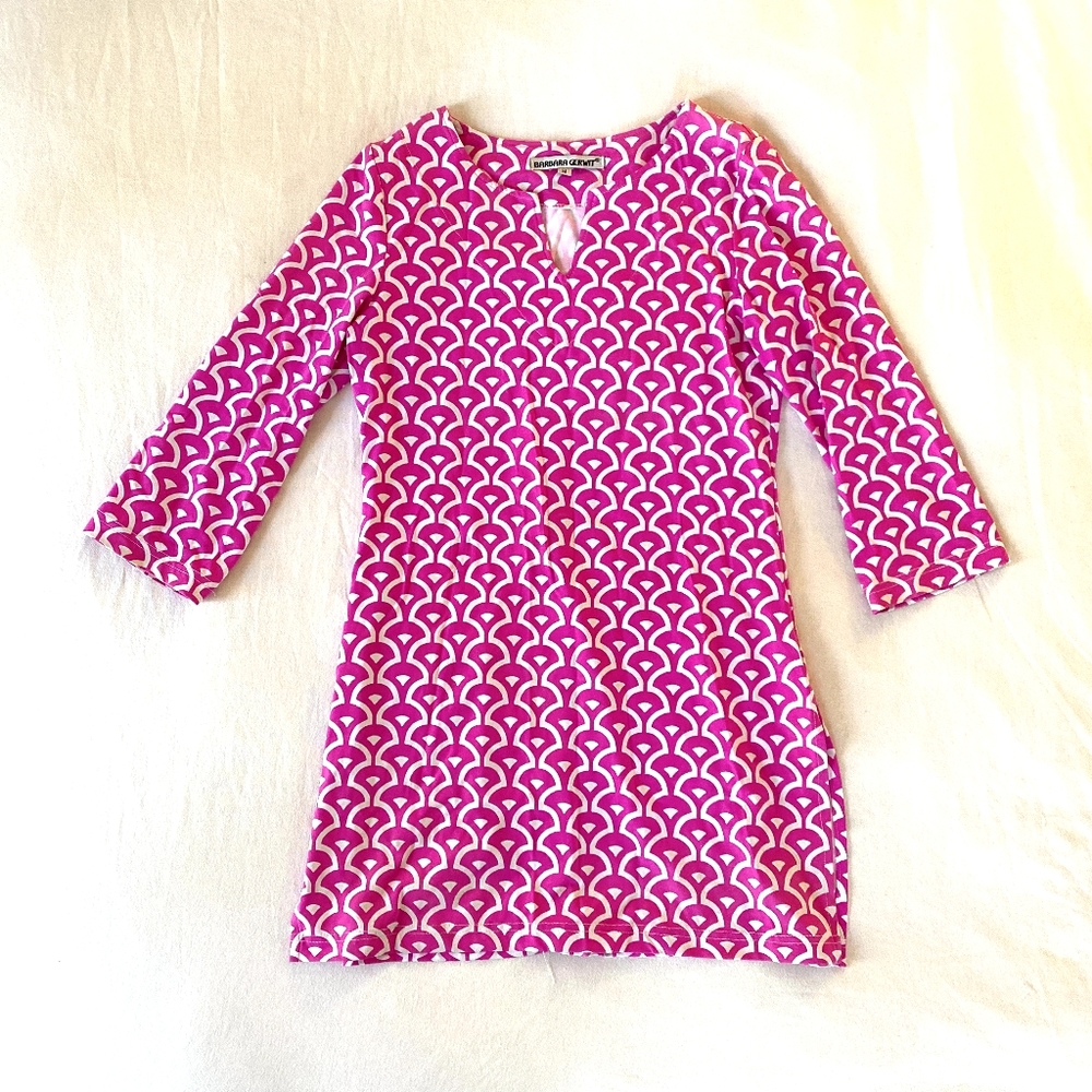 Barbara Gerwit magenta patterned mini dress/tunic M